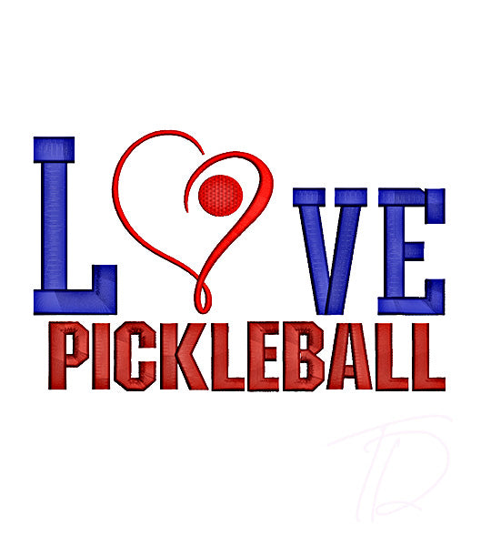 Pickle ball embroidery design. Embroidery design with pickle ball.