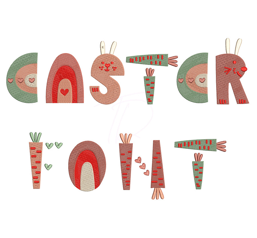 Easter embroidery font. Embroidery font for Easter. Easter alphabet. BX format