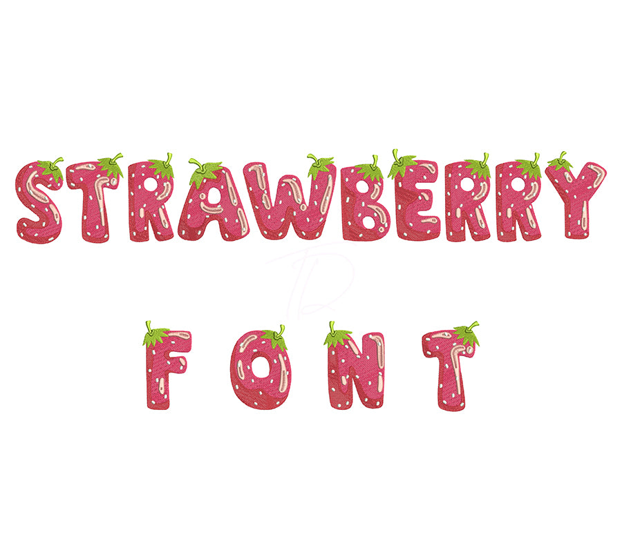 Strawberry embroidery font. Machine embroidery alphabet with Strawberry. BX format