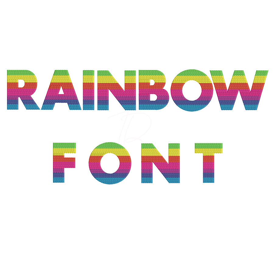Rainbow embroidery font. Machine embroidery alphabet. BX format