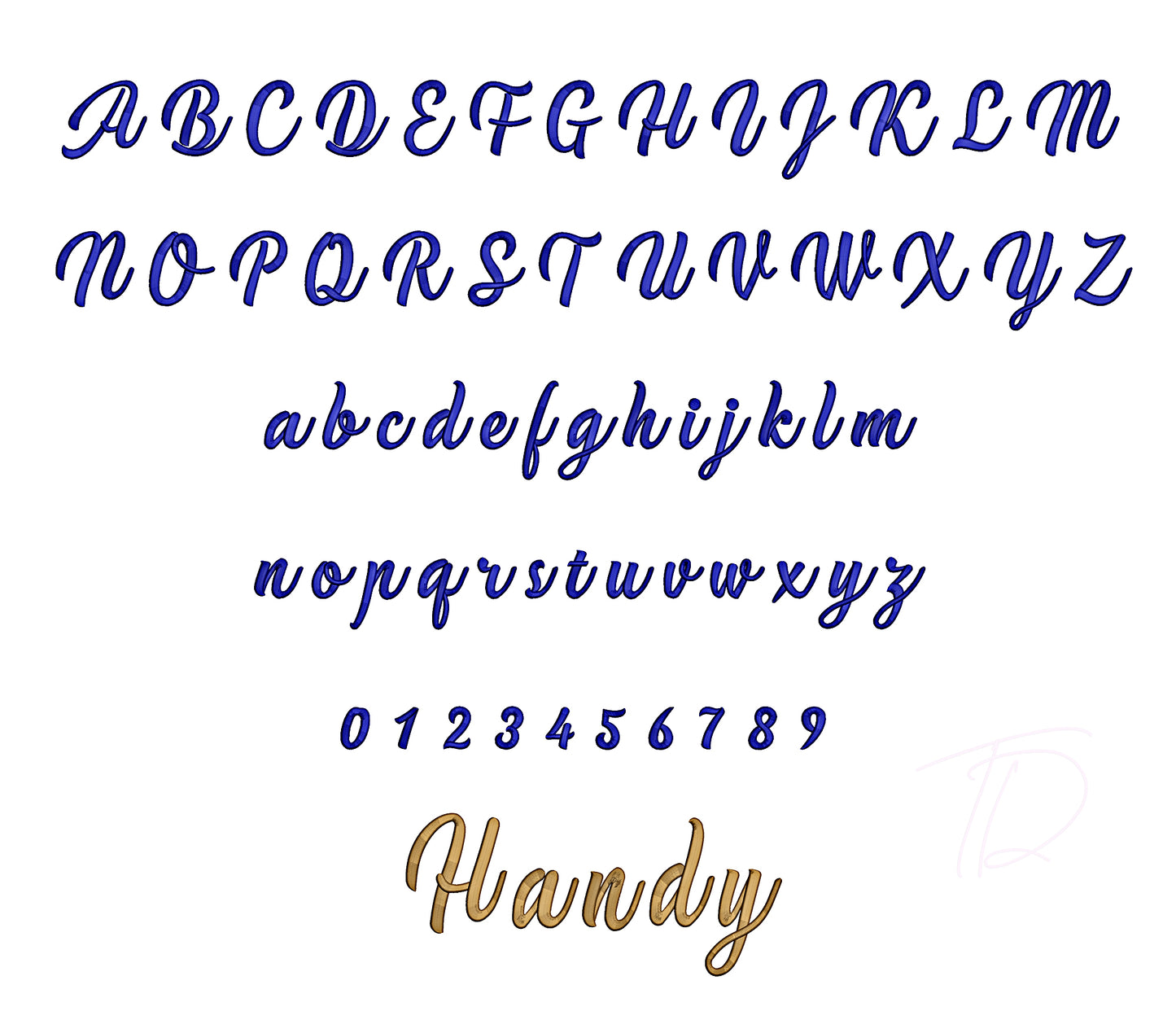 Handy 3D puff embroidery digital font. Embroidery alphabet in 3D puff foam. BX format