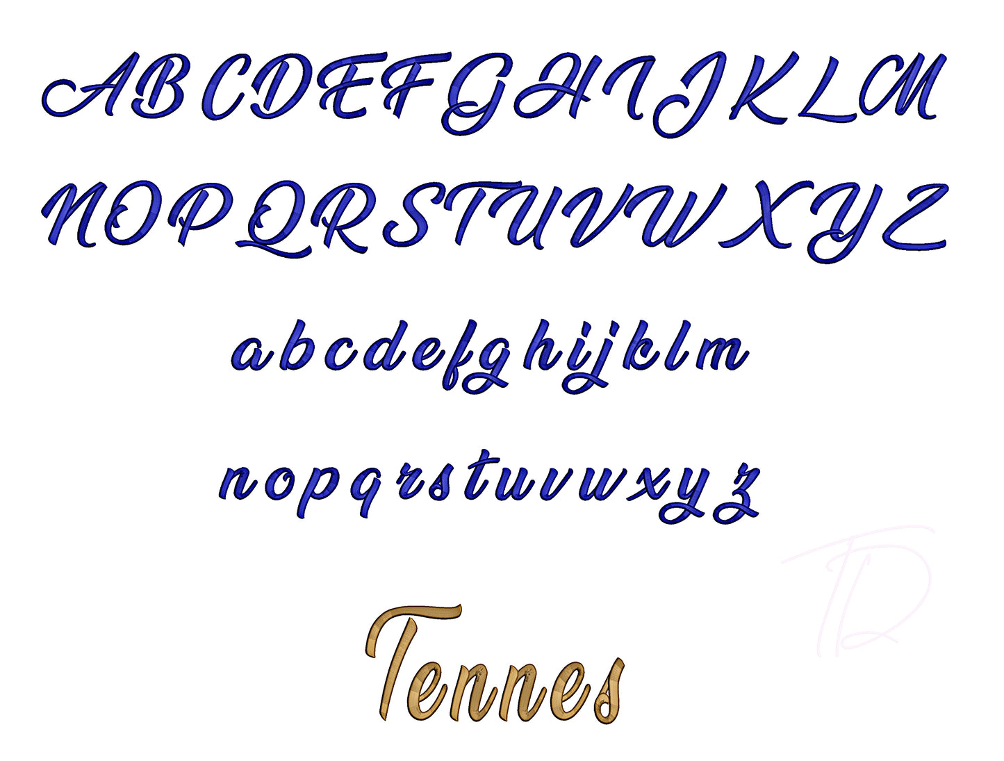 Tennessee 3D puff embroidery digital font. Machine embroidery in 3D puff foam. BX format