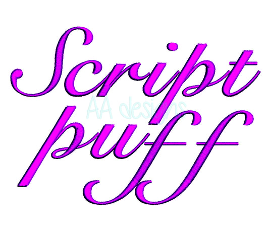 Script3D embroidery digital font.