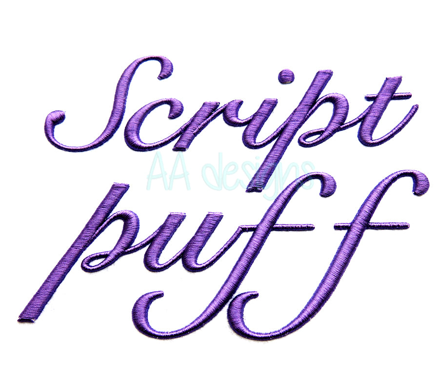 Script3D embroidery digital font.