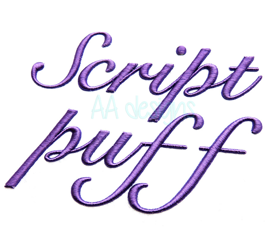 Script3D embroidery digital font.