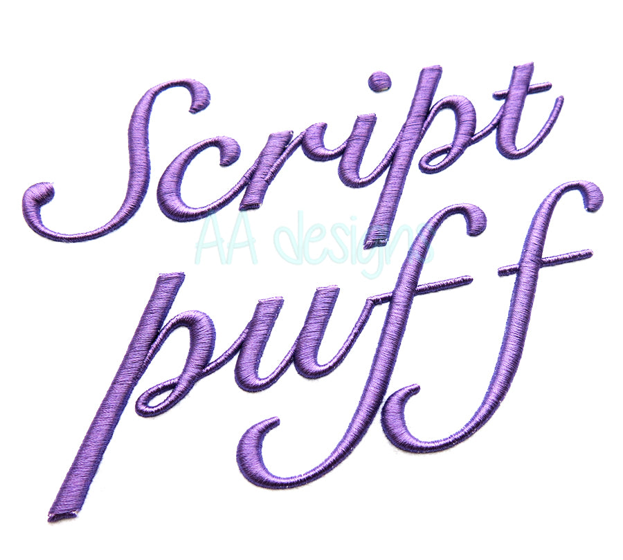 Script3D embroidery digital font.