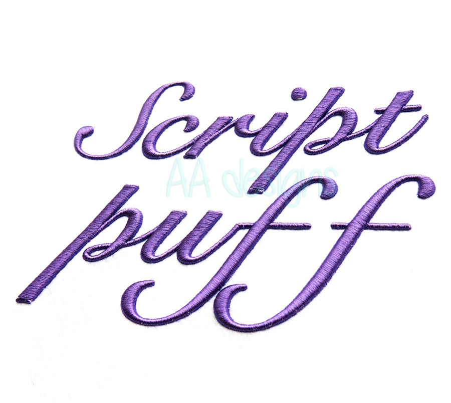 Script3D embroidery digital font.