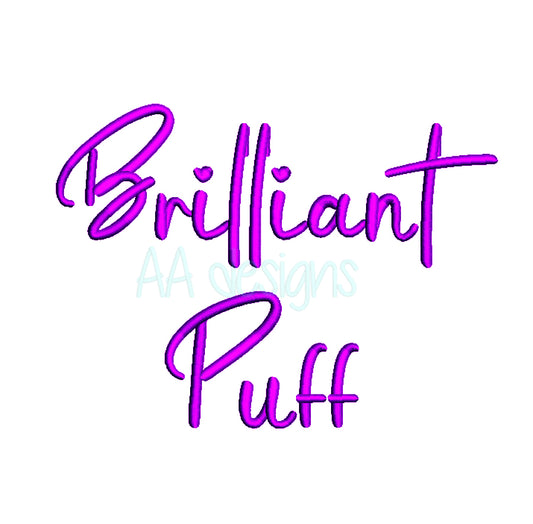 Brilliant 3D puff embroidery. Raise embroidery full font effect. BX format