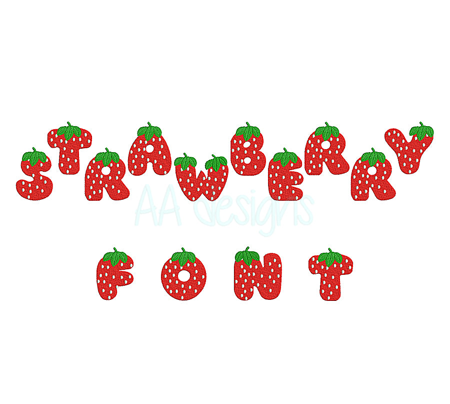 Strawberry embroidery font. Full embroidery alphabet. BX format.