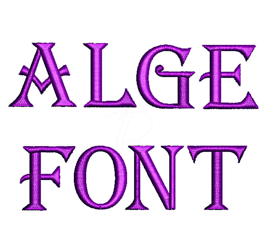 Algerian3D puff embroidery digital font. Embroidery alphabet with 3D foam. BX format