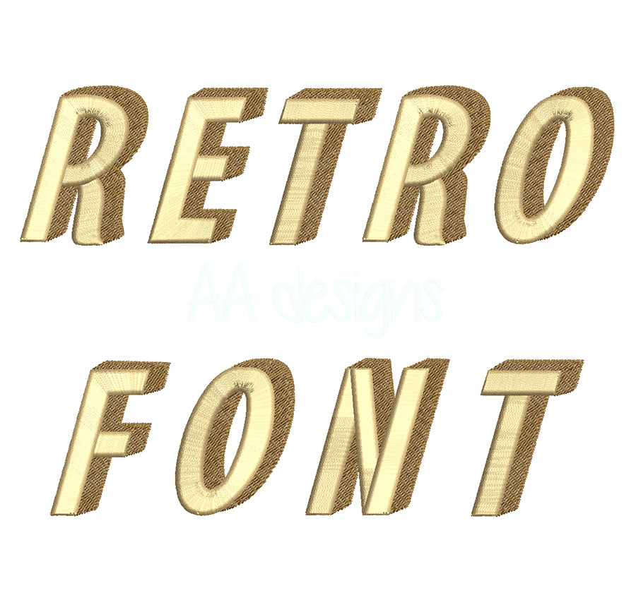 Retro 3D embroidery font. Embroidery shadow alphabet.