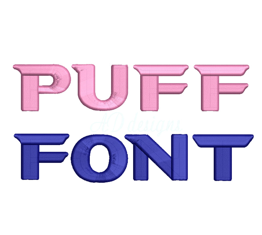 3D puff embroidery digital font. Embroidery alphabet with foam. BX format.