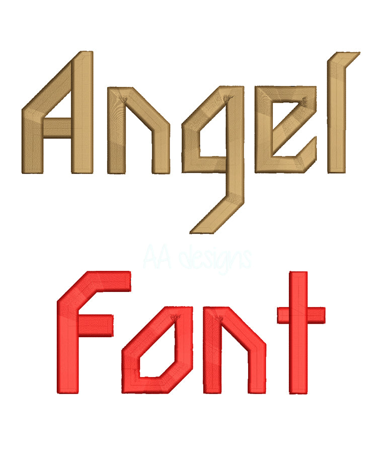 Angel 3D puff embroidery digital font. 3D puff foam embroidery alphabet. BX format