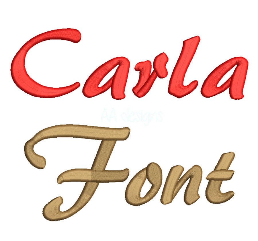 Carla 3D puff embroidery digital font. 3D foam embroidery alphabet. BX format