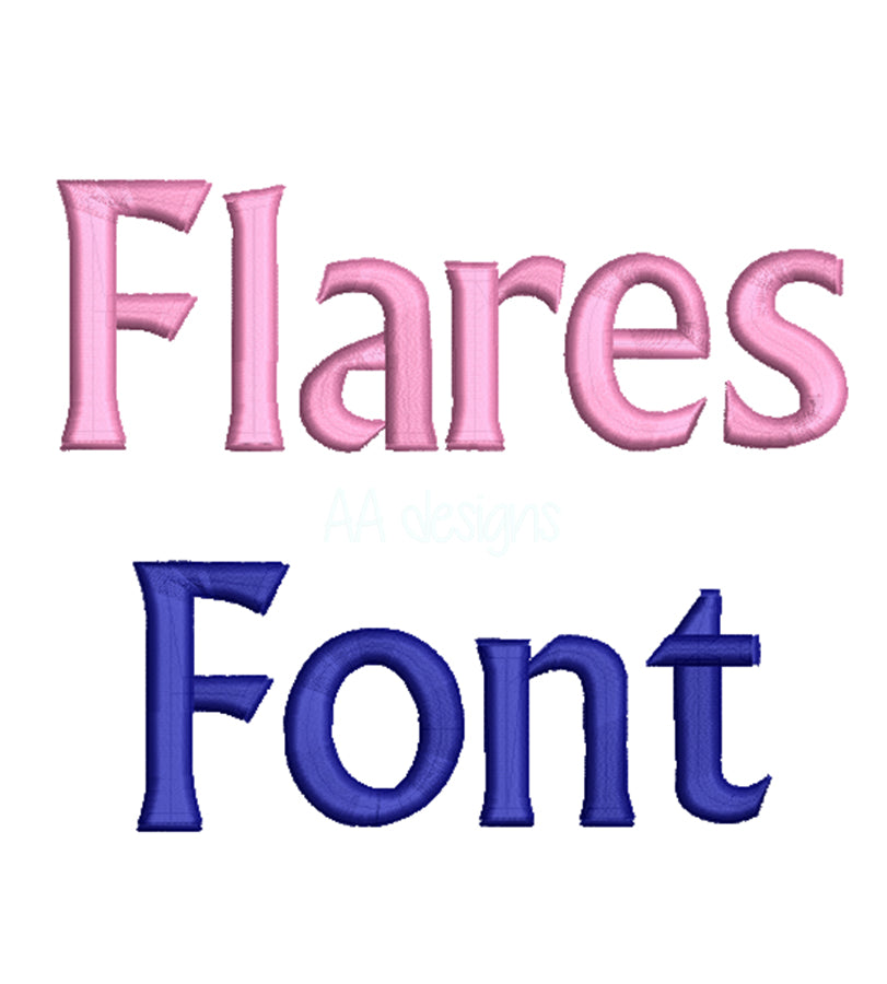 Flare 3D puff embroidery font. Machine embroidery alphabet with foam. BX format