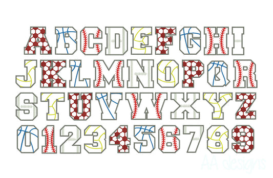 Baseball Mom Applique embroidery font. Machine embroidery baseball alphabet. BX format