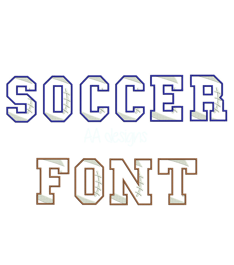 Soccer Applique embroidery font. Machine embroidery soccer applique alphabet. BX format