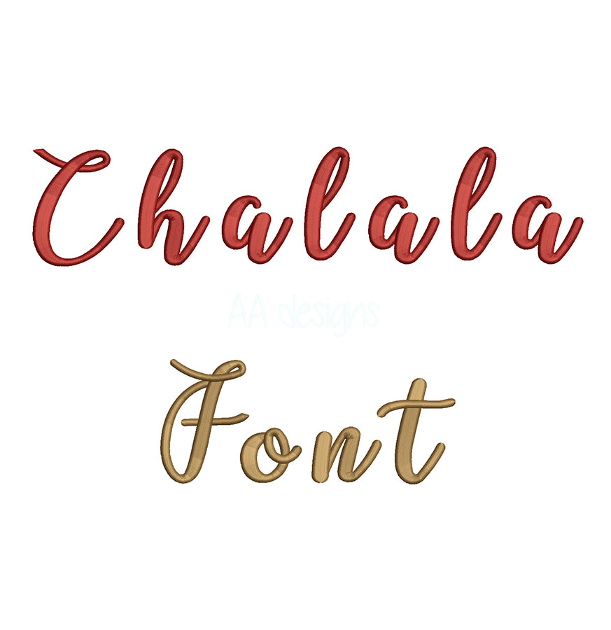 Chalala 3D puff embroidery digital font. Embroidery alphabet with 3D puff foam. BX format