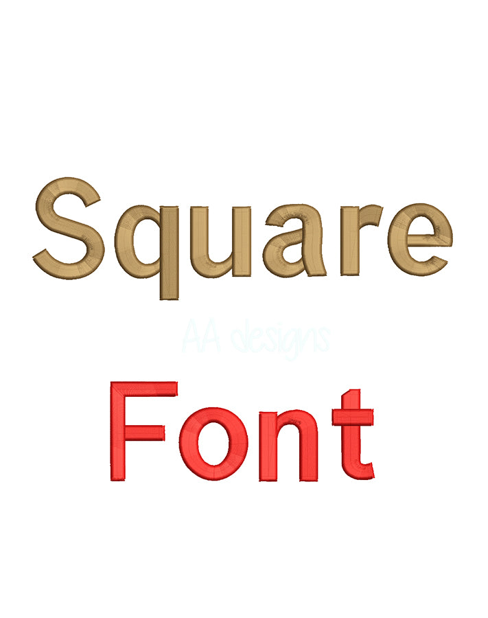 Block 3D font. Square 3D puff embroidery digital font. Block Machine embroidery in 3D puff foam. BX format