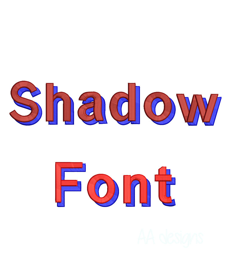 Shadow 3D puff embroidery digital font. Block 3D puff foam embroidery file. BX format