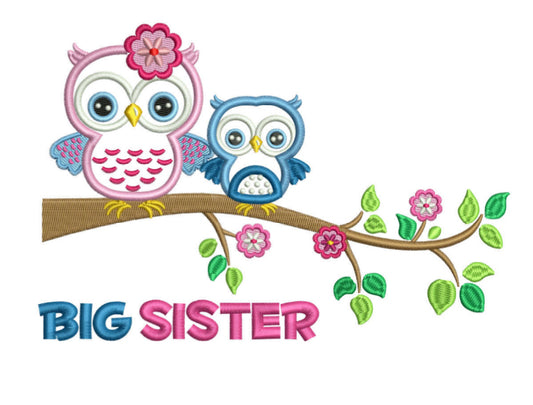 Big Sister embroidery design. 3 sizes.